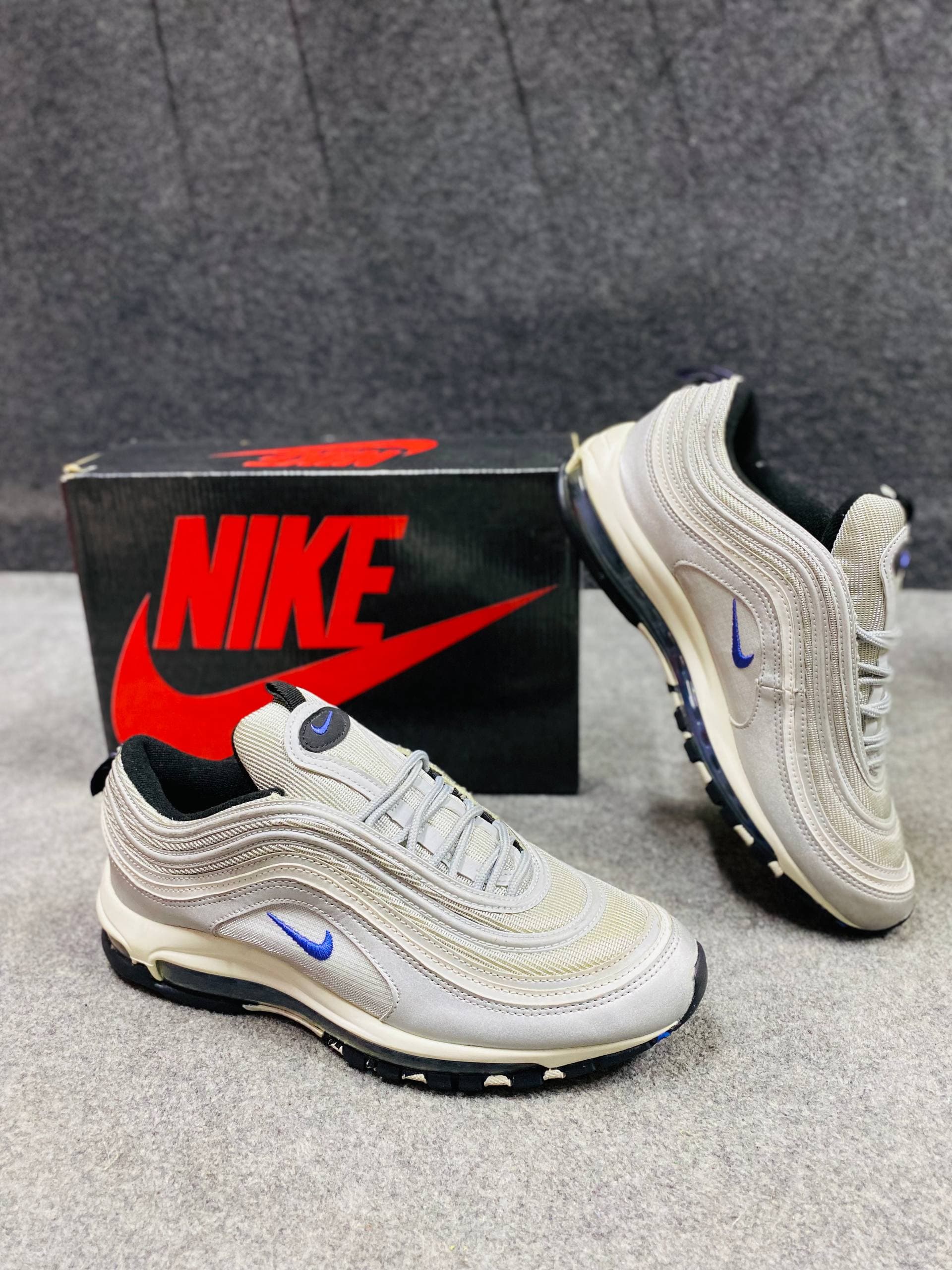Air Max 97 Style – Silver / Blue Sneakers - Image 3