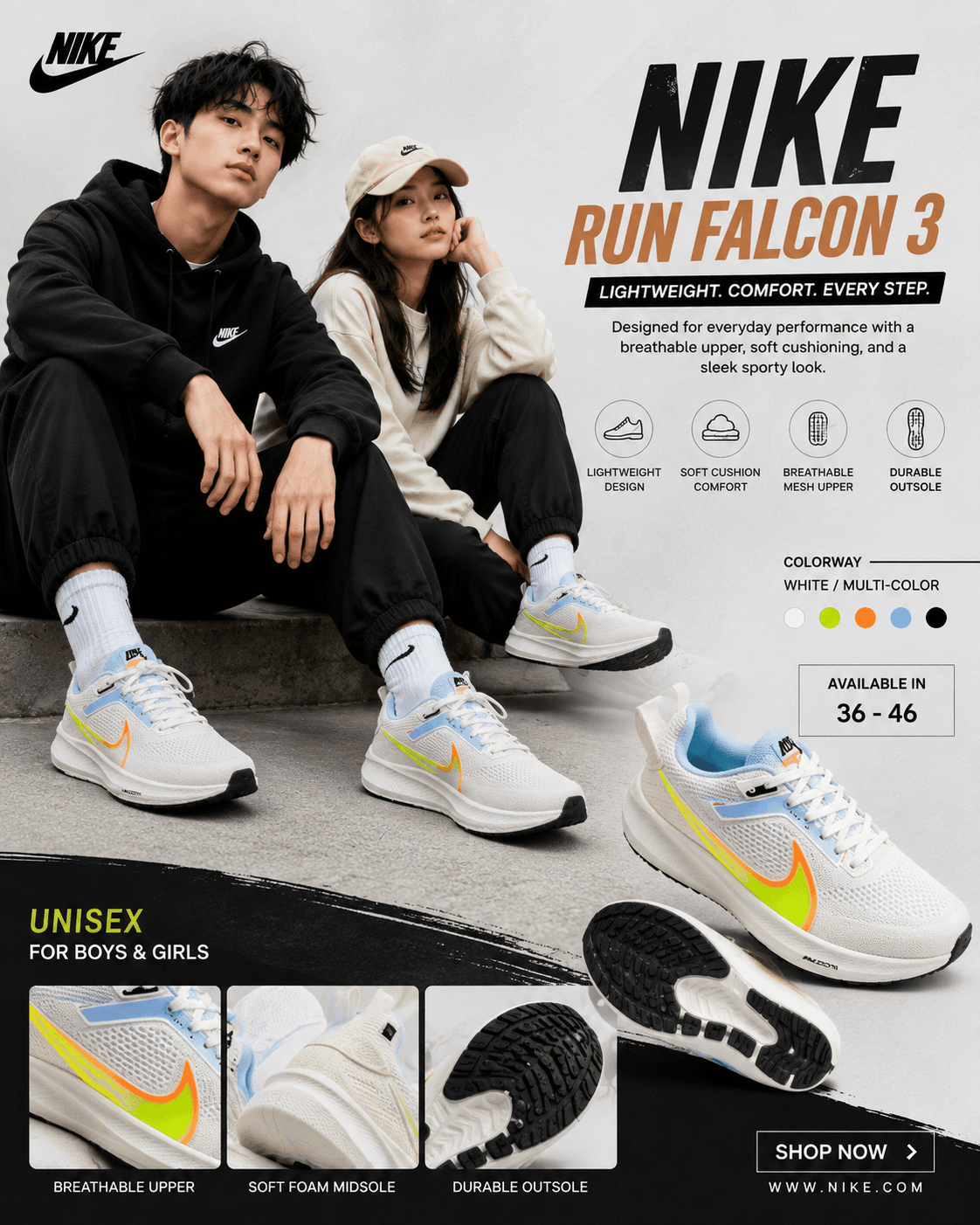 Air Zoom Running Sneakers – White / Volt
