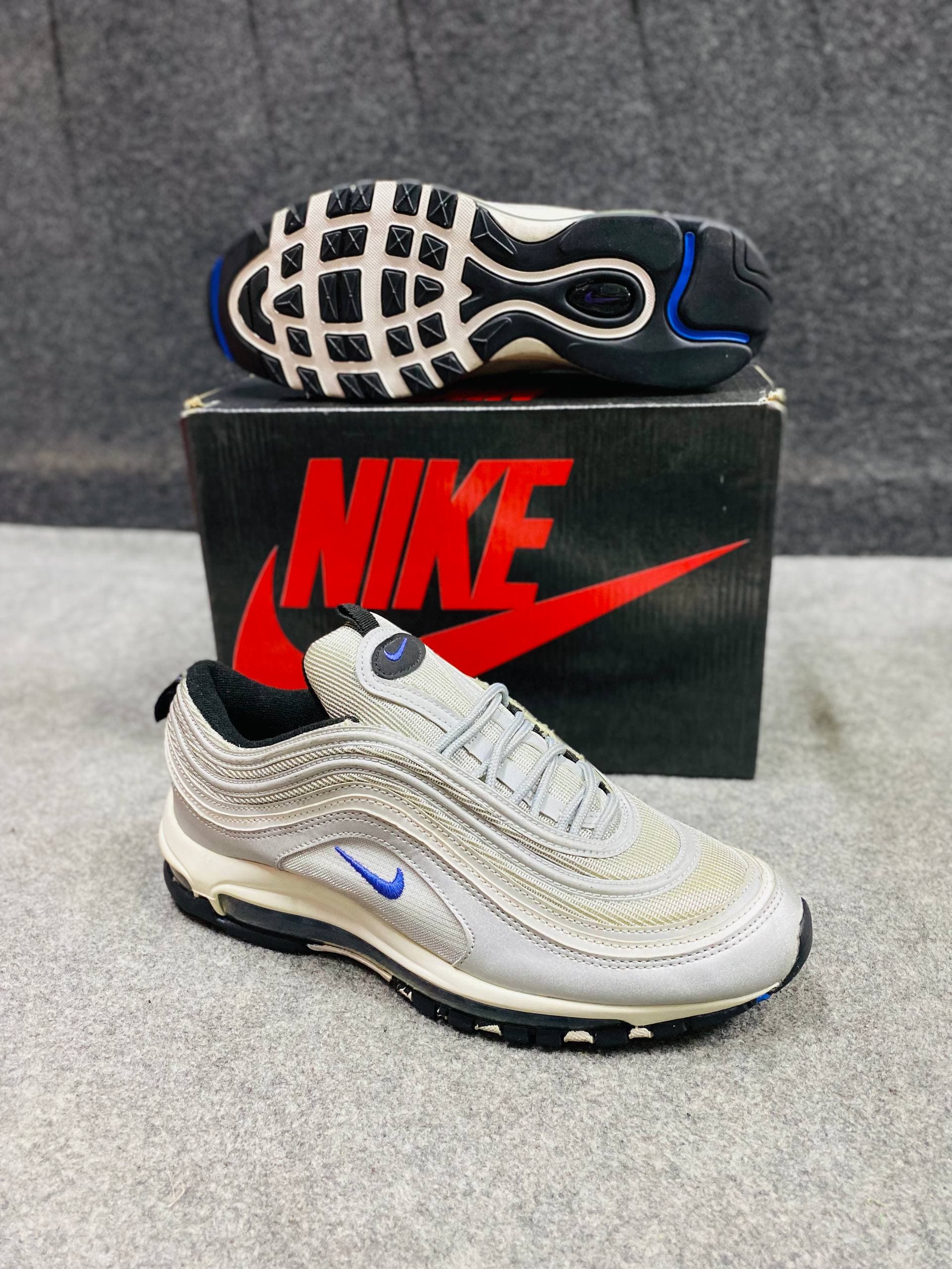 Air Max 97 Style – Silver / Blue Sneakers