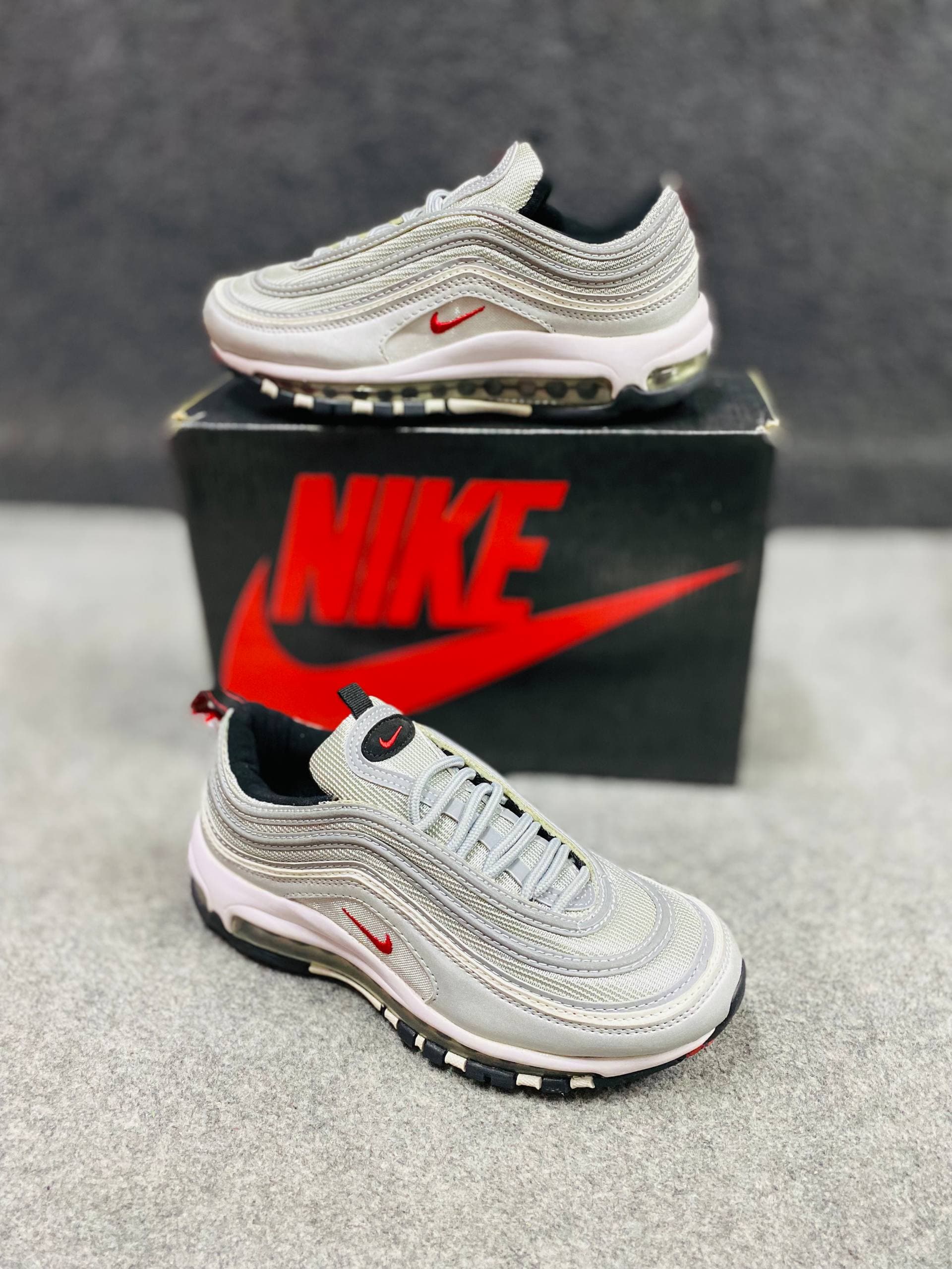 Air Max 97 Style – Silver / White Sneakers
