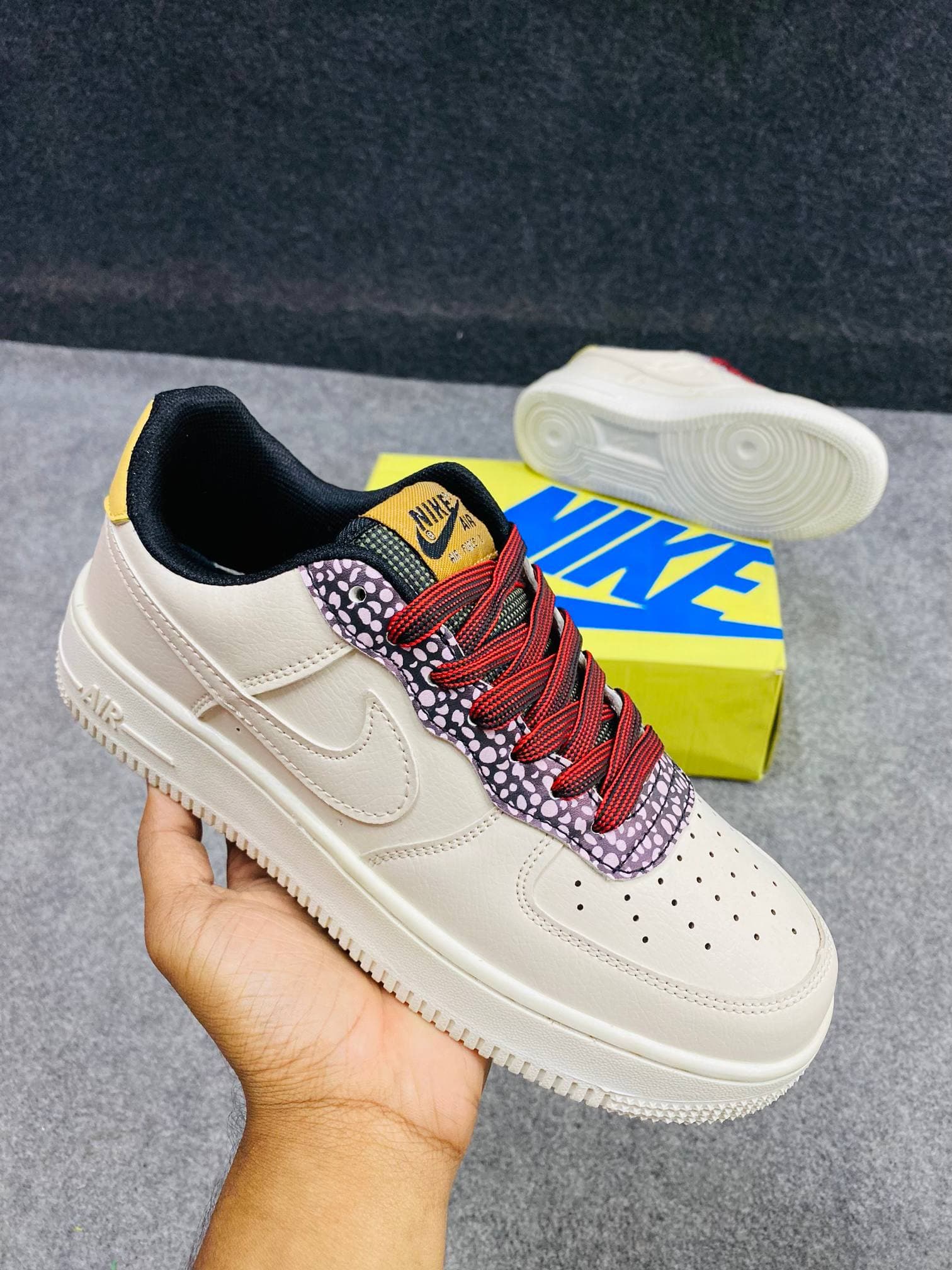 Air Force 1 Low – Cream / Red Lace - Image 5